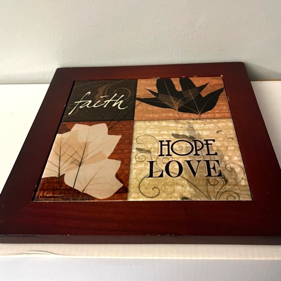 🍂Decorative Wall Art  "faith, hope, love” 8 inch square-Ceramic Tile Fall Theme - Picture 6 of 6